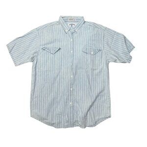 Seafarer Blue & White Striped Button-Up Short Sleeve Mens Shirt XL